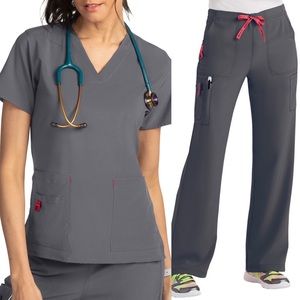 Carhartt Cross Flex Gray Pink Scrub Set Size Small